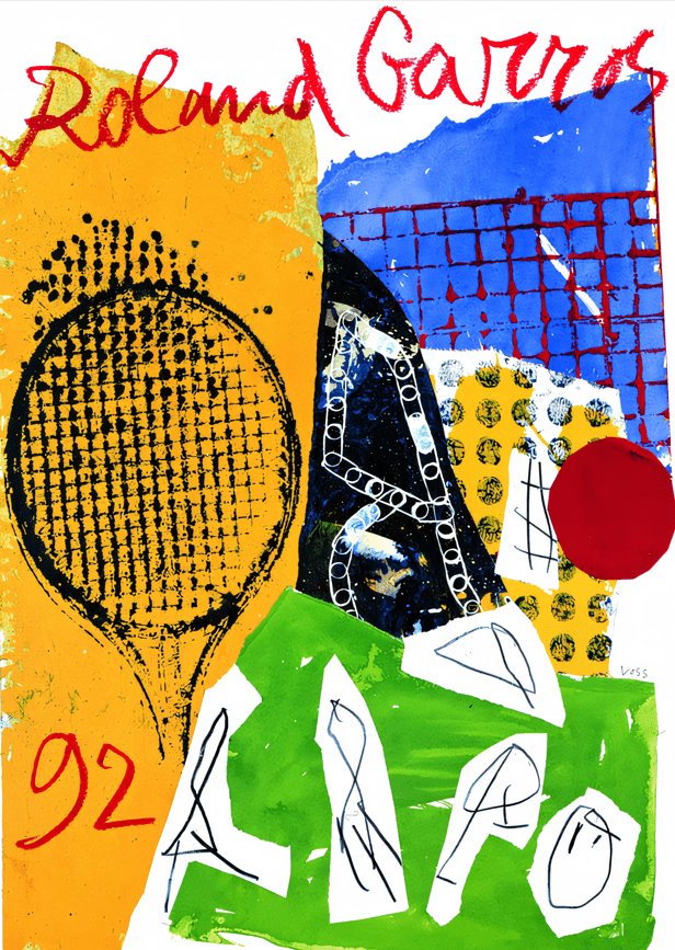 1992 Roland Garros Abstract Print,frame