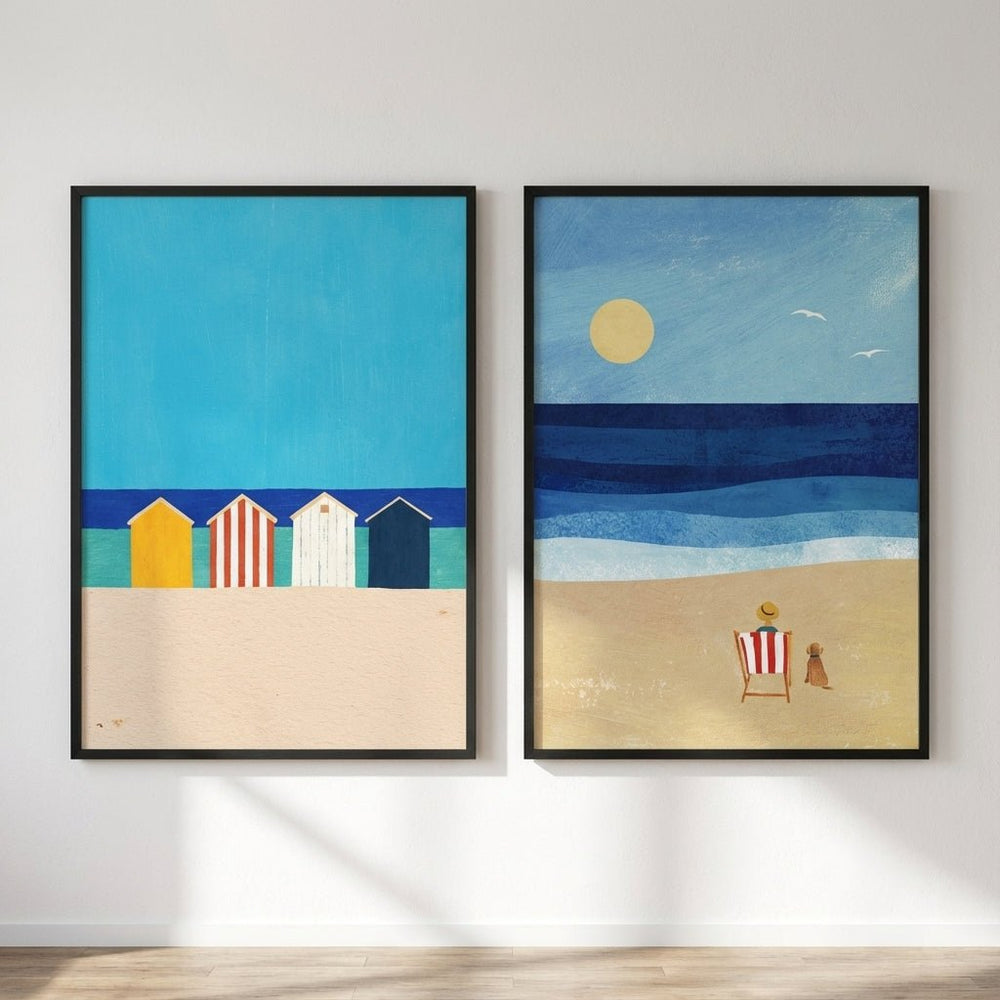 Abstract Beach Boxes Best Friend Pair by Henry Rivers wall - art - picture - poster