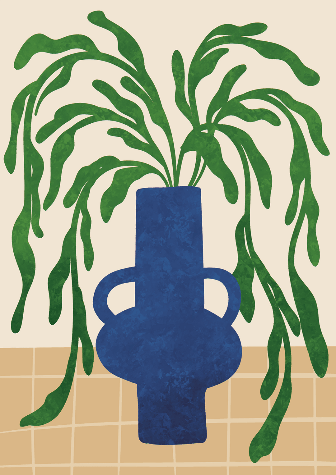 Abstract Blue Leaf Water Vase - Style My Wall,frame