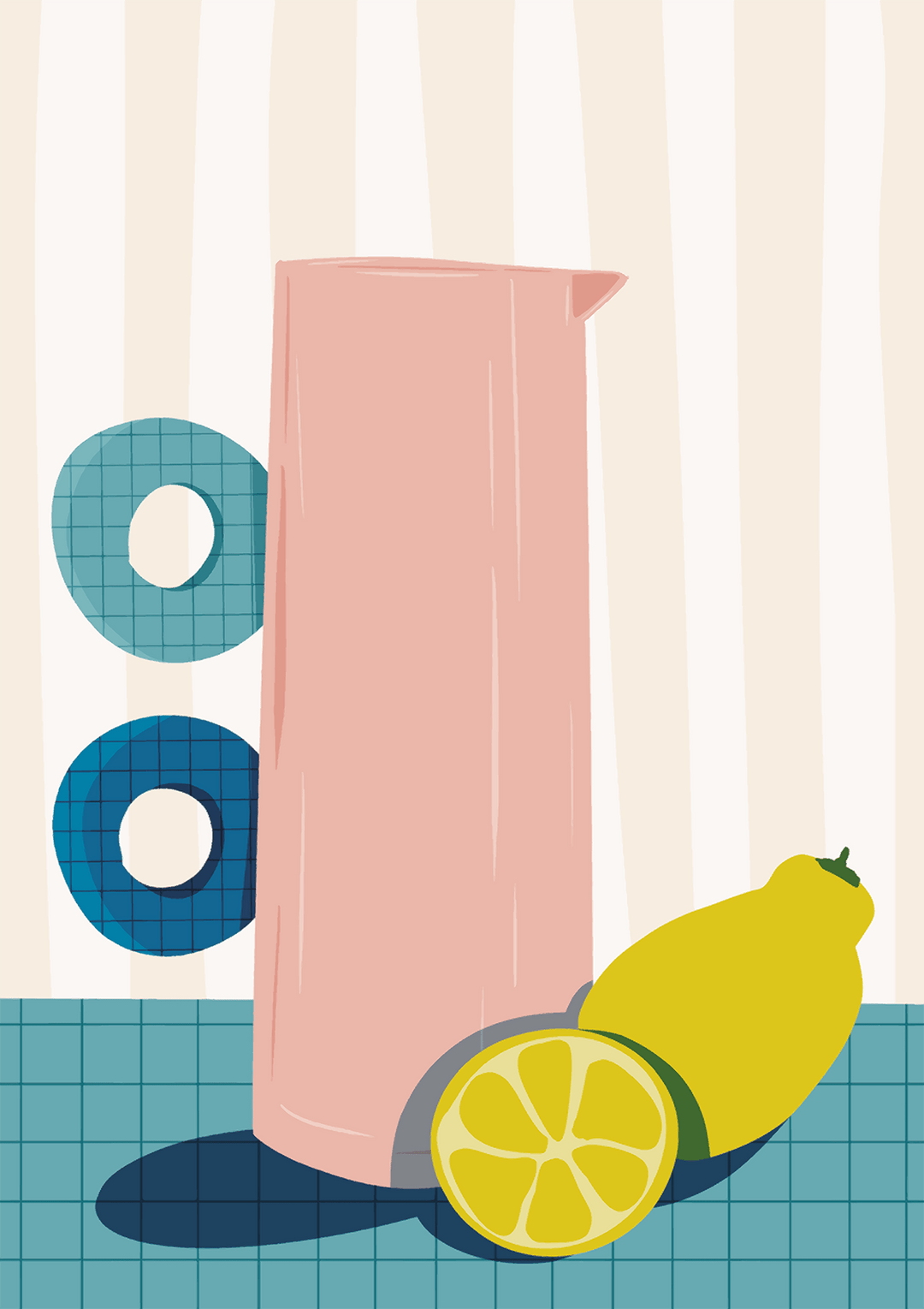 Abstract Lemon Water Jug Print - Style My Wall,frame