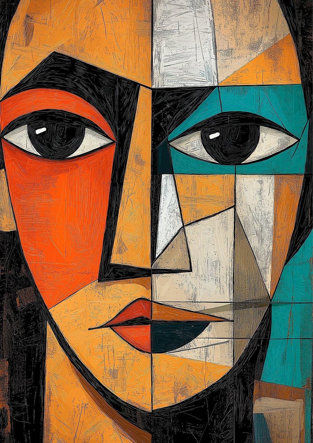 Amber Stare Cubism Wall Art - Style My Wall,frame