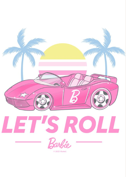 Barbie Lets Roll Vintage Retro Summer Print,frame
