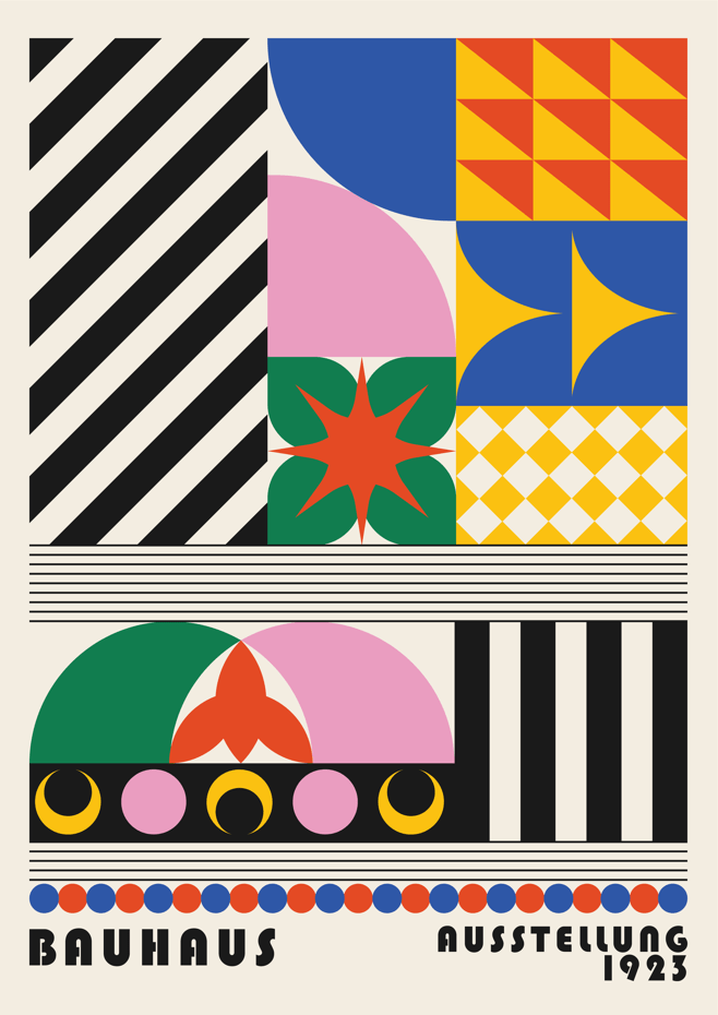 Bauhaus Retro Maze Coloured Patterns frame