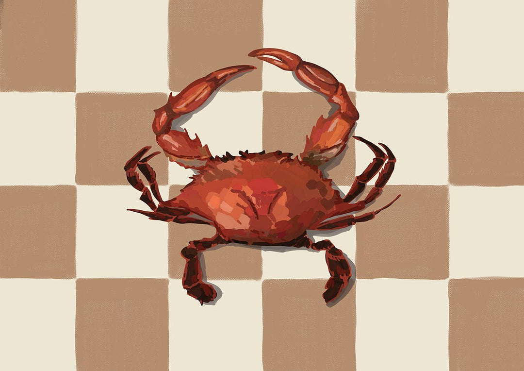 Beige Checkered Crab Wall Art - Style My Wall,frame