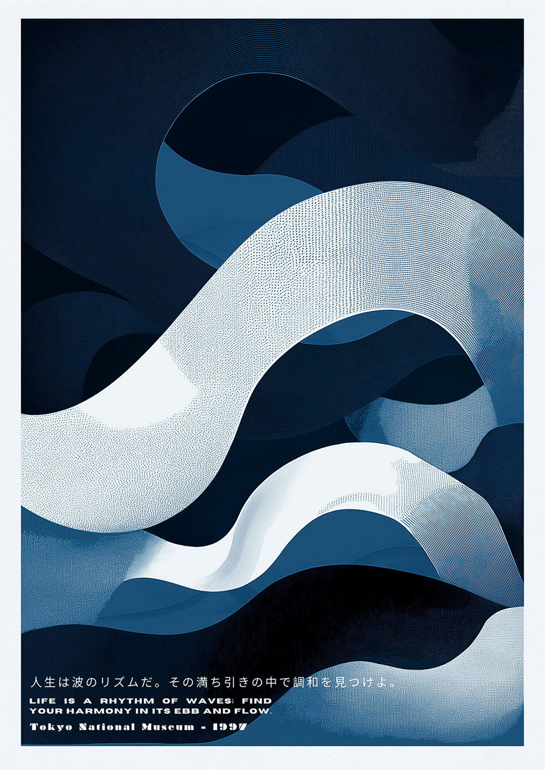 Blue Abstract Japanese Wave - Style My Wall,frame