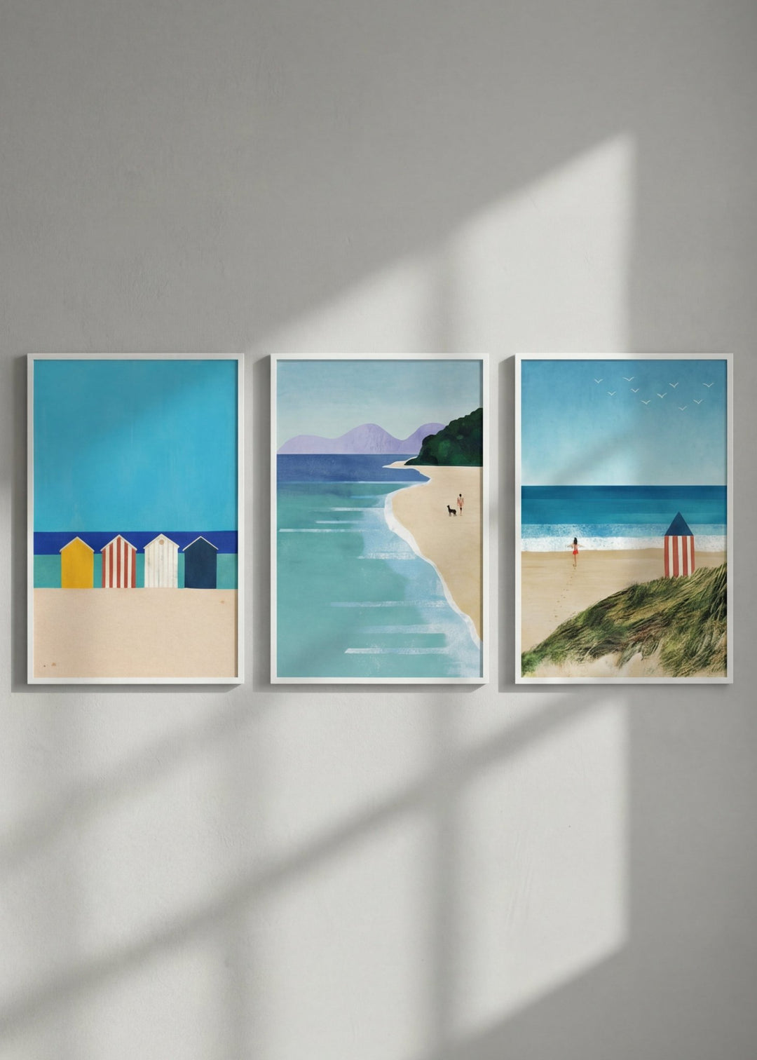 Brighton Beach Boxes Abstract Painting Trio by Henry Rivers wall - art - picture - poster