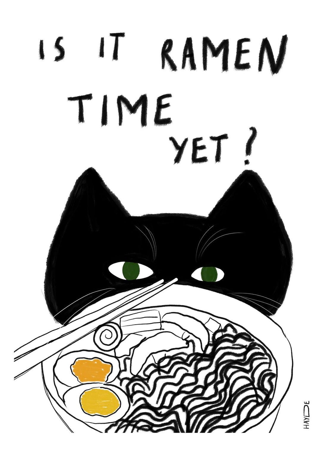 Cat Ramen Time Yet by Hayde Nizard - Style My Wall,frame