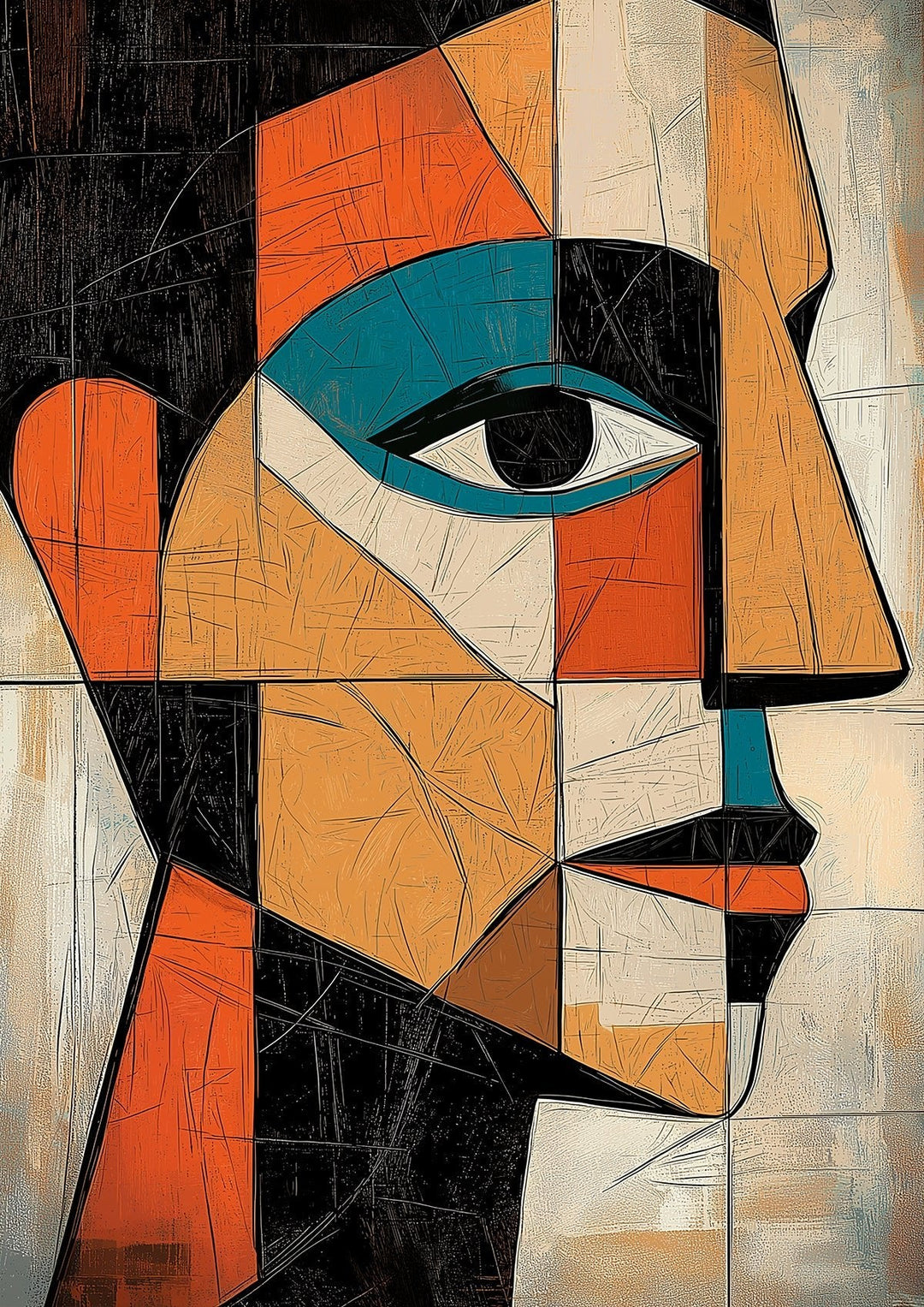 Cerulean Thought Cubism Artwork - Style My Wall,frame
