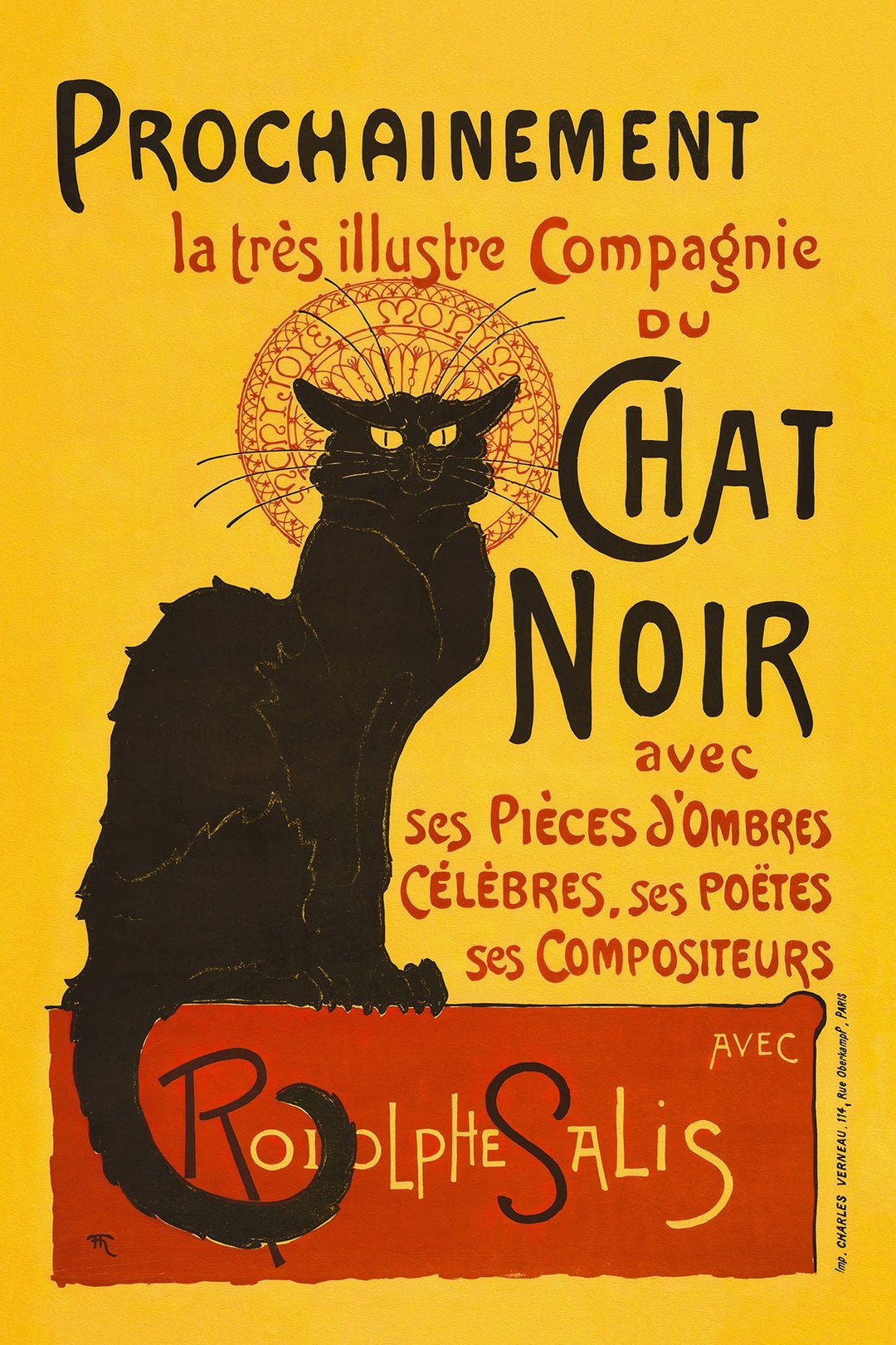 Chat Noir Black Cat Vintage Wall Art Poster - Style My Wall,frame
