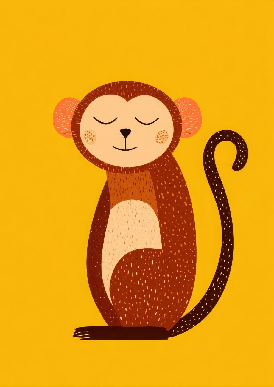 Children's Cheeky Monkey Wall Art Print,frame
