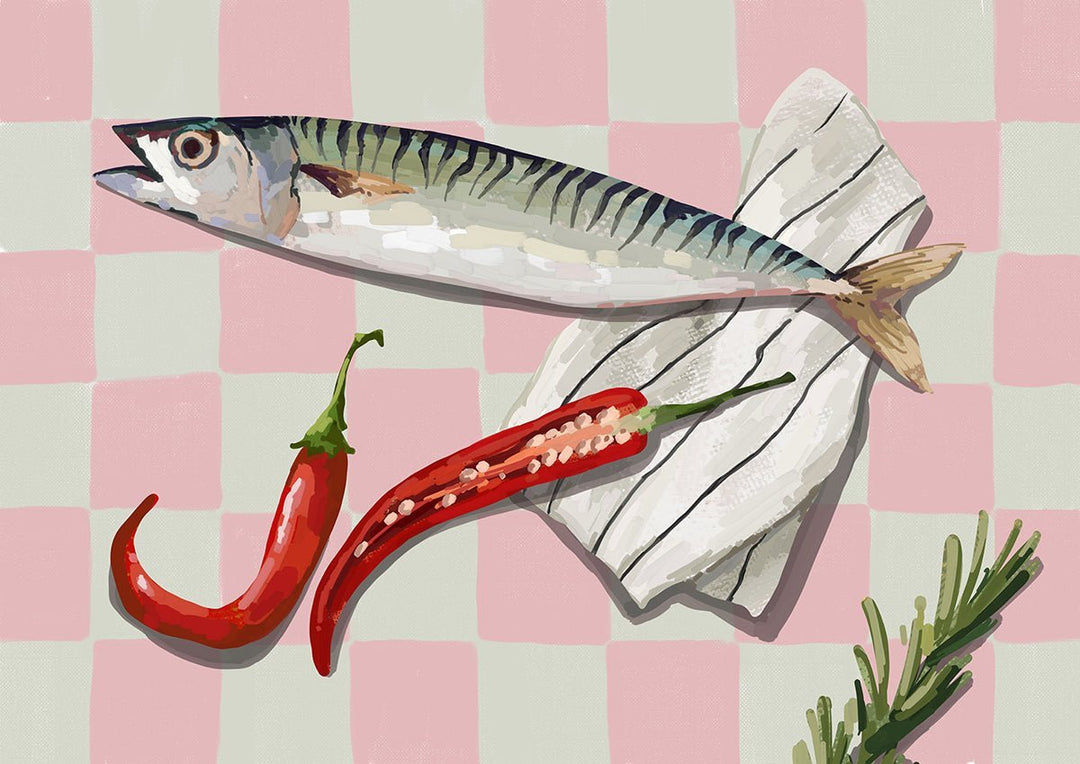 Chilli Fish Illustration Print - Style My Wall,frame