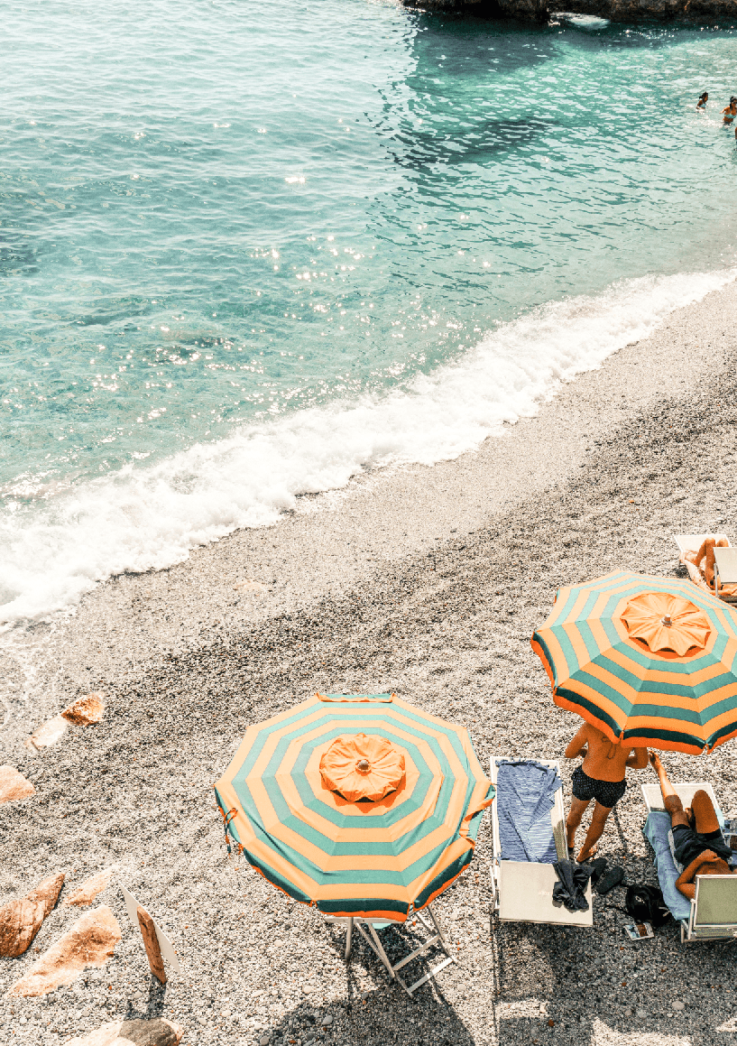 Cinque Terre Umbrella Beach Photography Print wall - art - picture - poster, framed