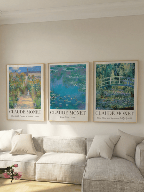Claude Monet Set of 3 Wall Art Trio wall - art - picture - poster