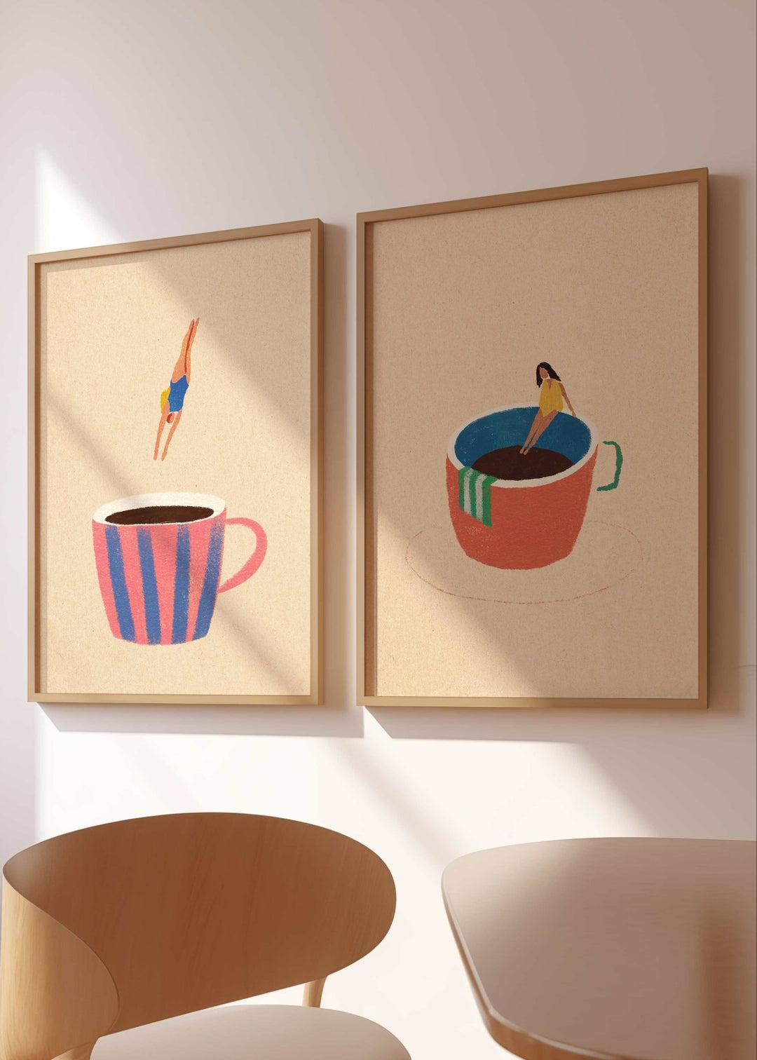 Coffee Swim by Henry Rivers Set of 2 wall - art - picture - poster
