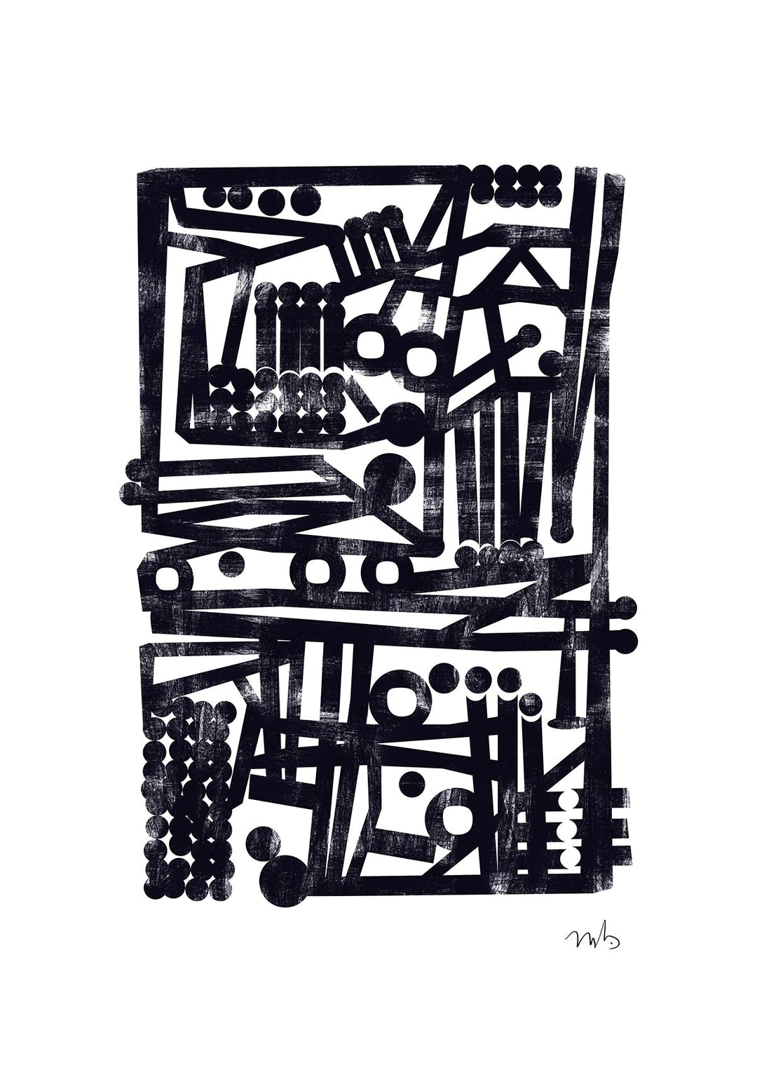 Crammed Maze Abstract Portrait Print by Maison Bootsy - Style My Wall, framed