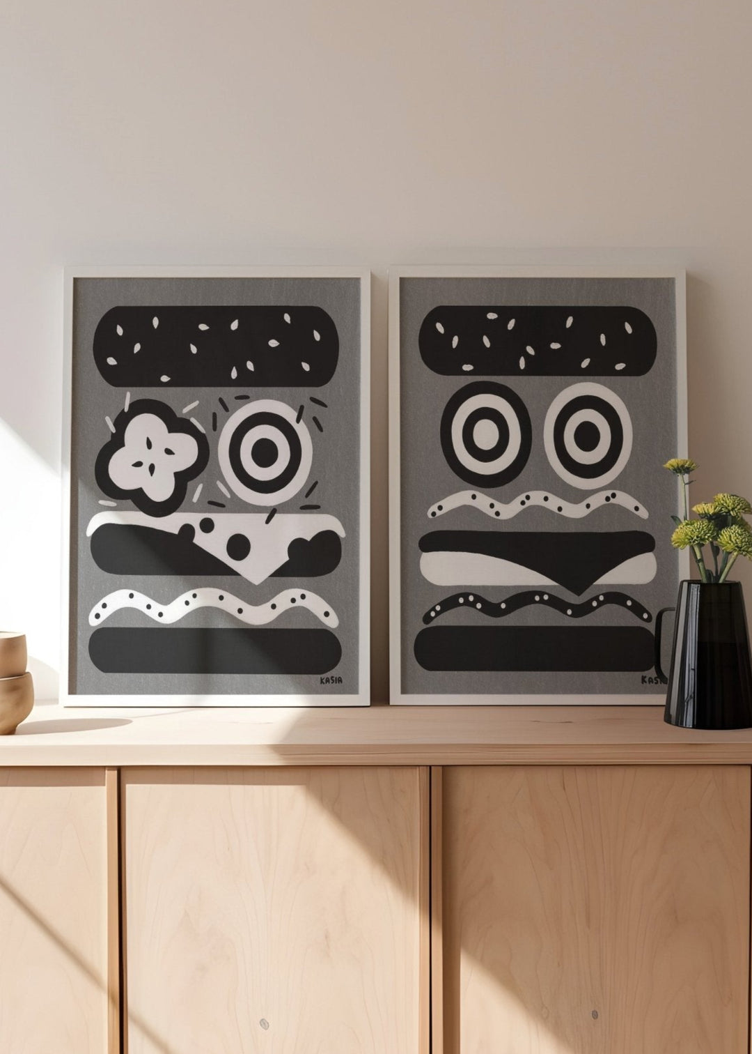 Cruella Dalmations Burger Set of 2 by Kasia Sykus wall - art - picture - poster