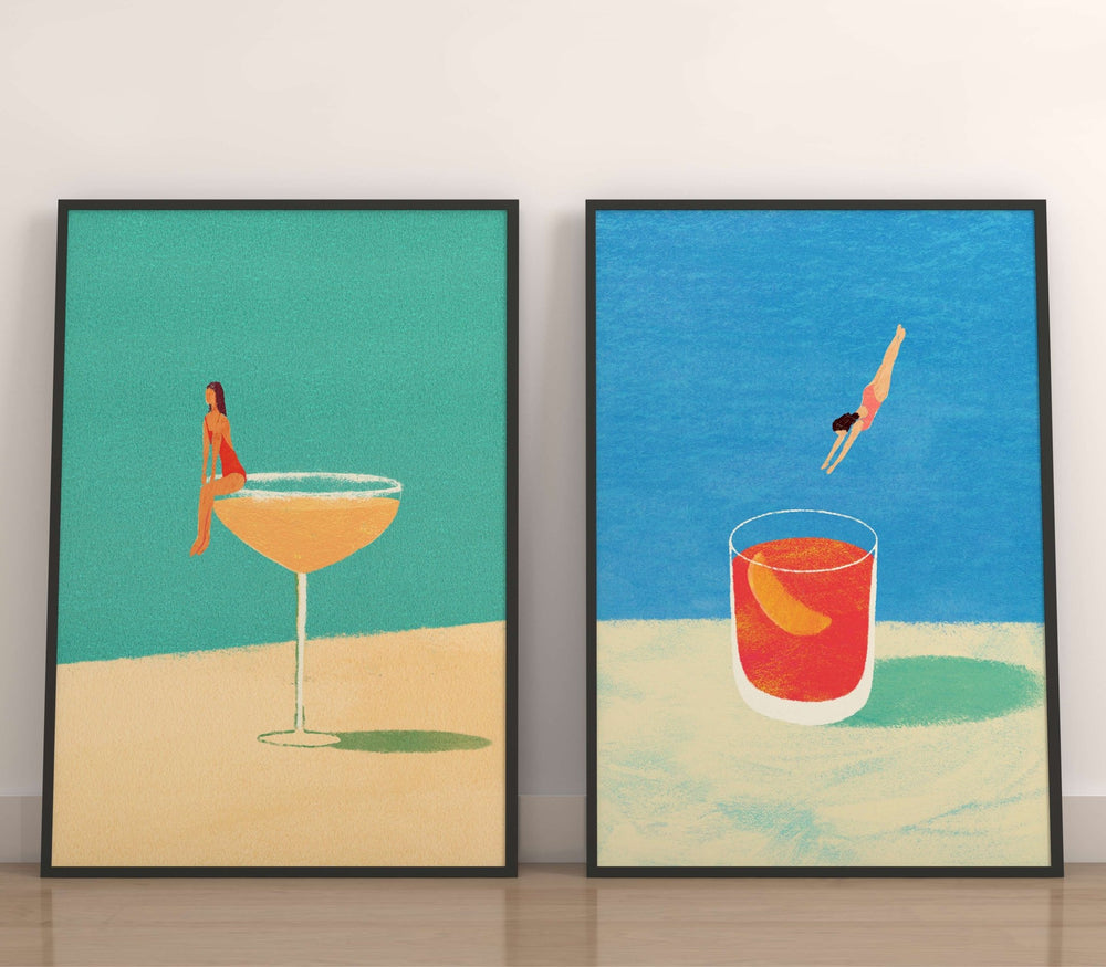 Diving in Spirits by Henry Rivers Set of 2 wall - art - picture - poster