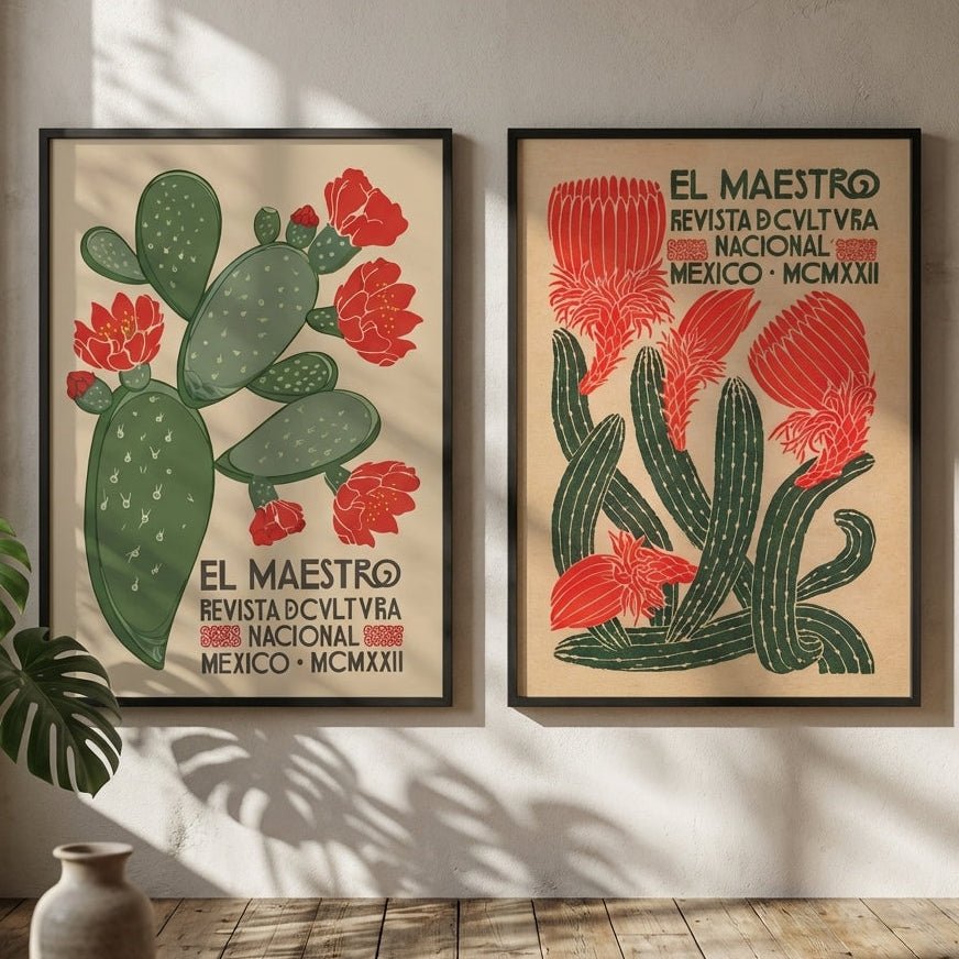 El Maestro Vintage Mexican Poster Set of 2 Prints wall - art - picture - poster