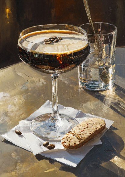 Espresso Martini Oil Painting Illustration Poster wall art frame