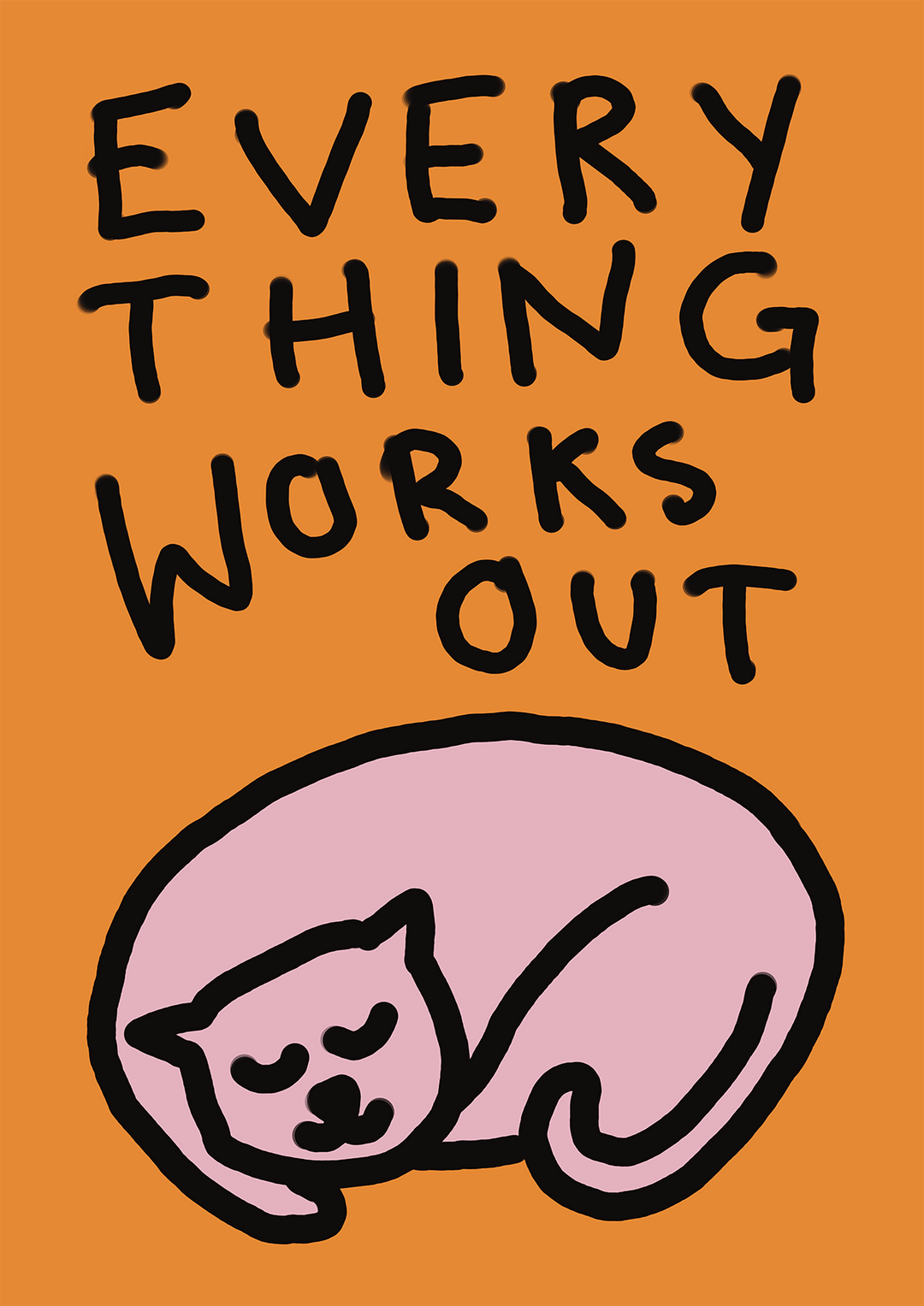 Everything Works Out Cat Sleeping Print - Style My Wall,frame