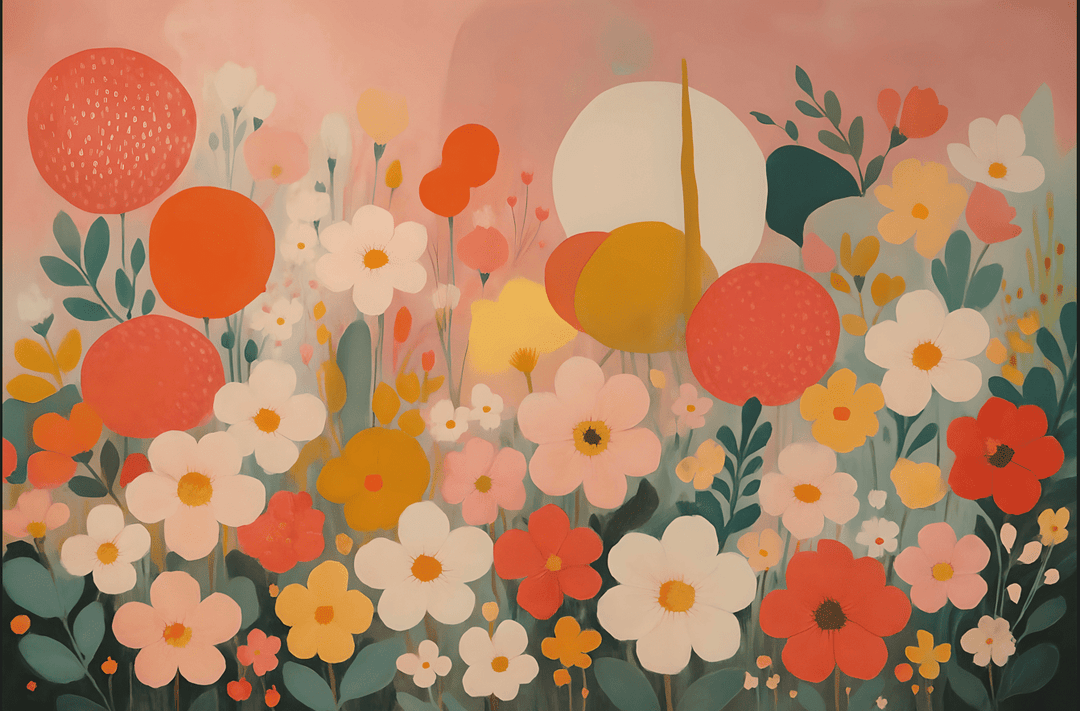 Fields of Joy Floral Landscape Wall Art,frame