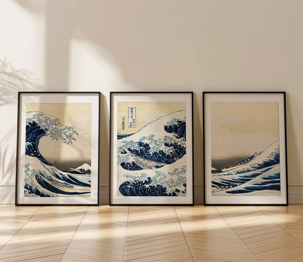 Great Wave Trio Hokusai Exhibition Prints wall - art - picture - poster