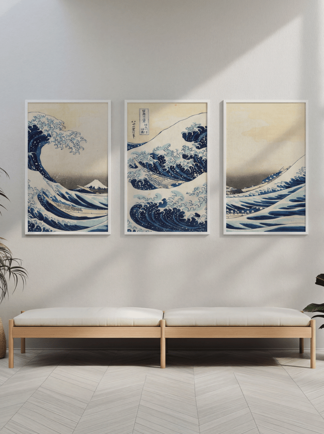 Great Wave Trio Hokusai Exhibition Prints wall - art - picture - poster