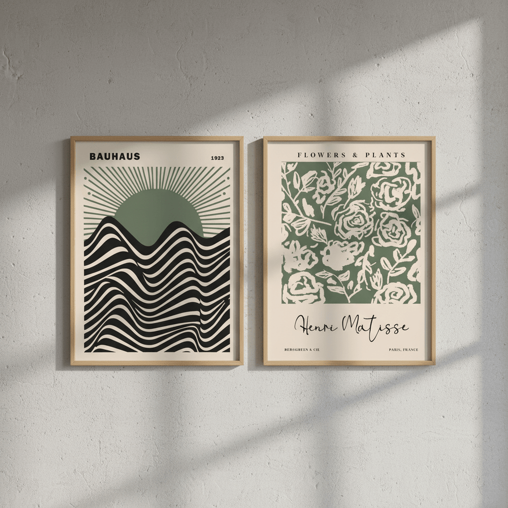 Green Bauhaus & Matisse Set of 2 Exhibition Prints wall - art - picture - poster