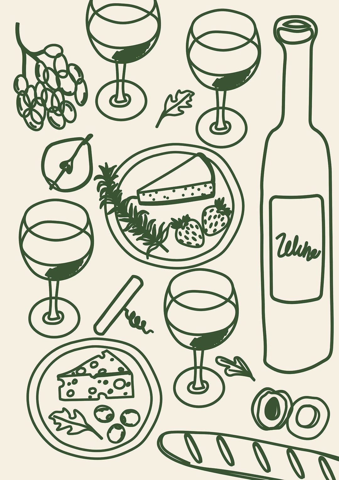 Green Bonjour Food Mix Wall Art - Style My Wall,frame