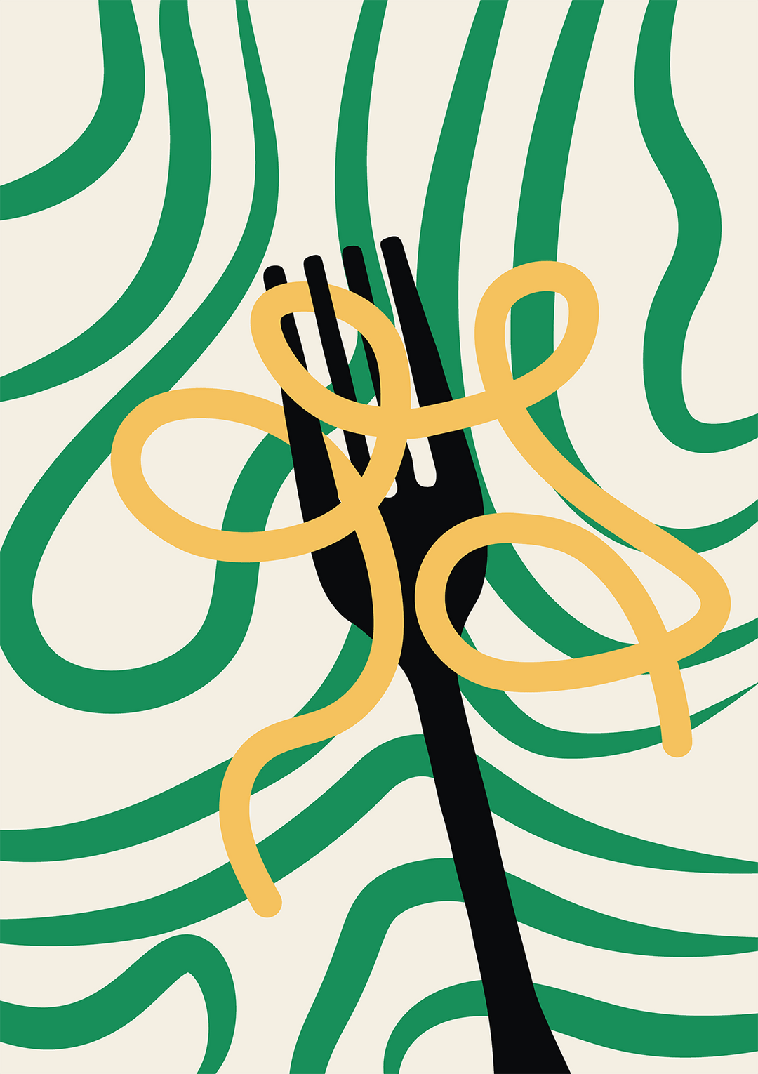 Green Pasta Abstract Fork - Style My Wall,frame
