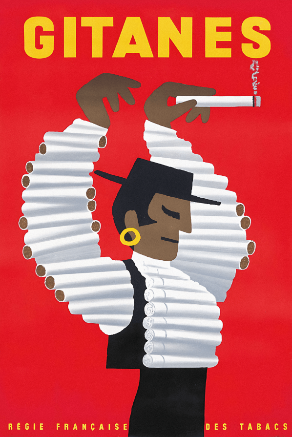 Herve Morvan Gitanes Vintage Bar Art Cigarette Poster Advertisement Wall Art poster frame