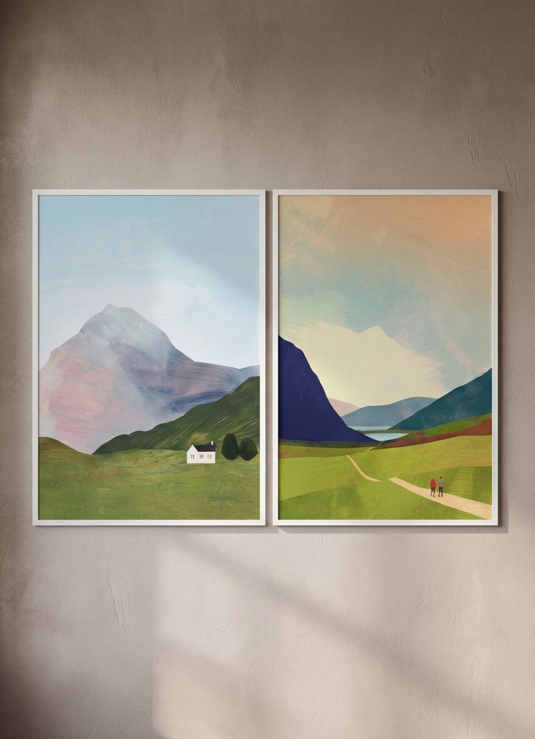 Highland Hike Abstract Duo Painting by Henry Rivers wall - art - picture - poster