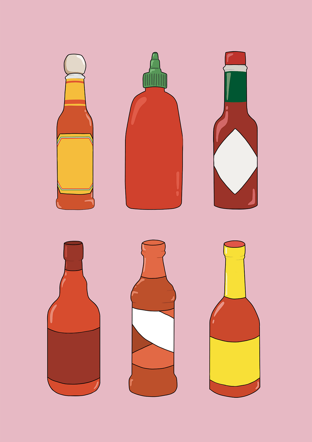 Hot Sauce Kitchen Print by Lucia Sankovic - Style My Wall, frame