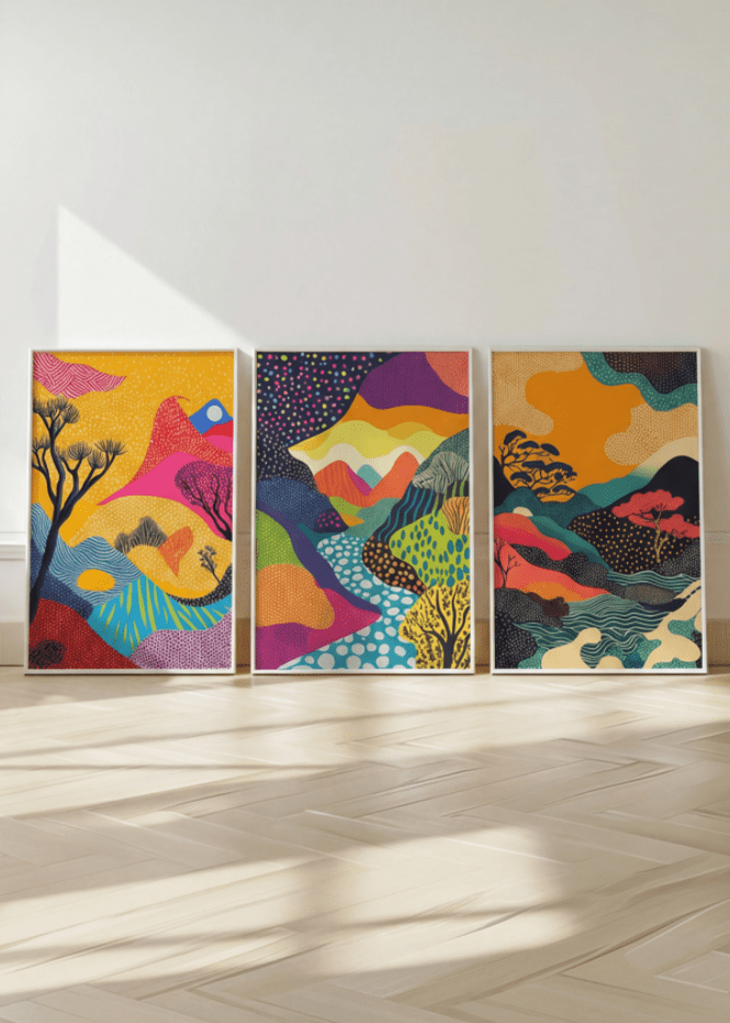 Japanese Abstract Pop Art Trio wall - art - picture - poster