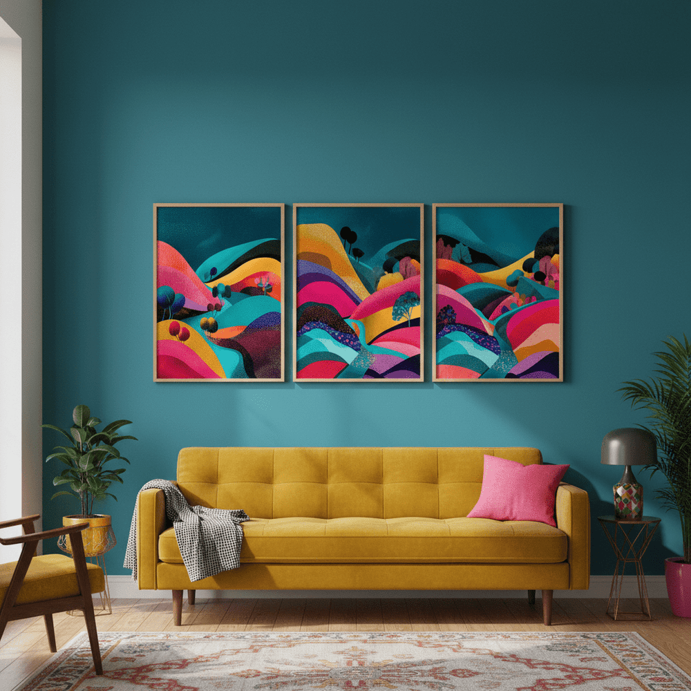 Japanese Night Abstract Pop Trio wall - art - picture - poster