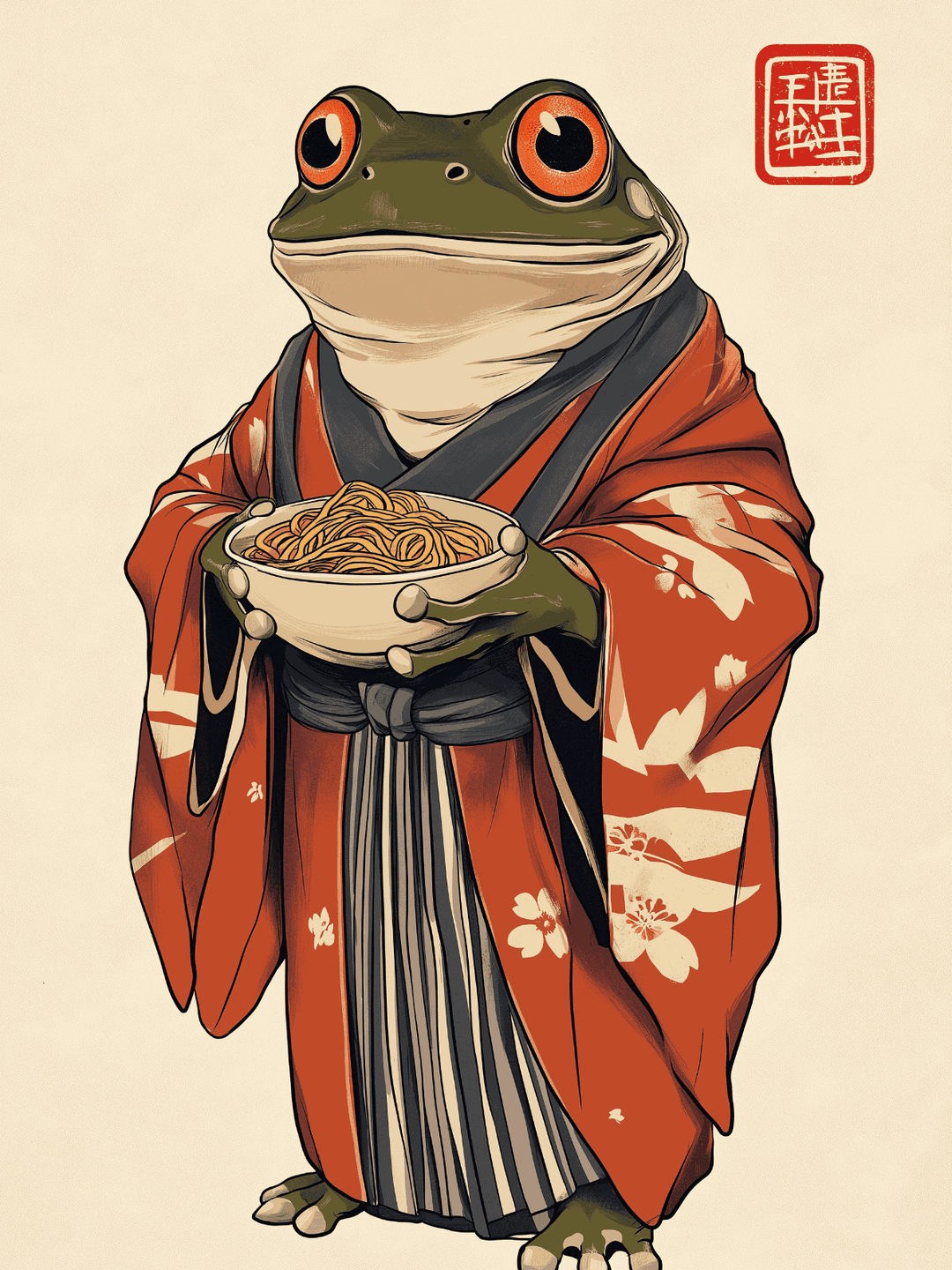 Japanese Samurai Ramen Bowl Frog Noodle - Style My Wall,frame