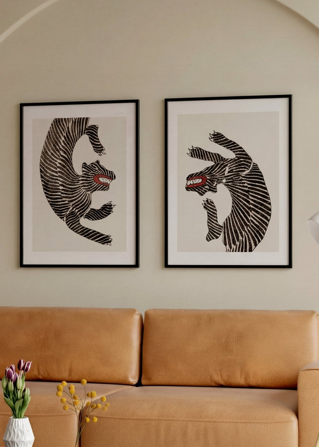 Japanese Tigers Pair wall - art - picture - poster
