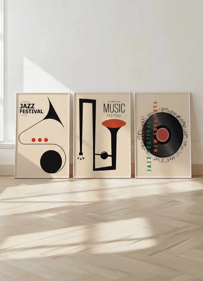 Jazz Vintage Festival Trio Music Prints wall - art - picture - poster