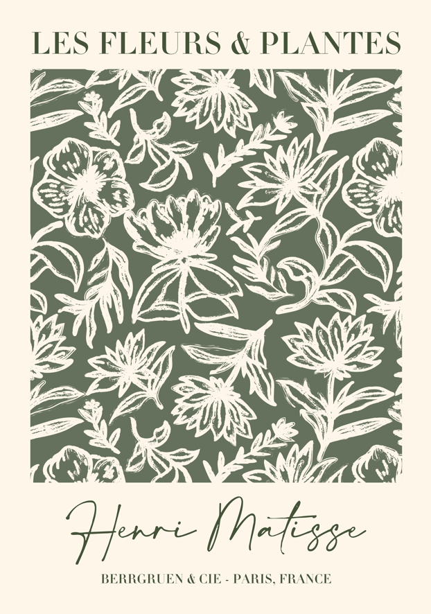 Les Fleurs and Plantes by Henri Matisse Wall Art Poster Floral Leaf frame
