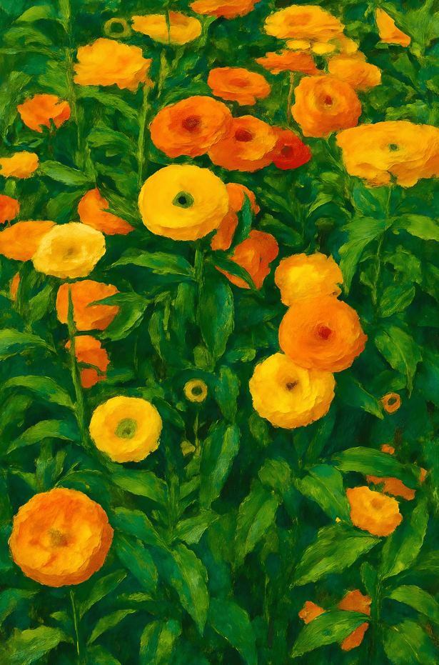 Marigold Sunrise Flower Artwork,frame