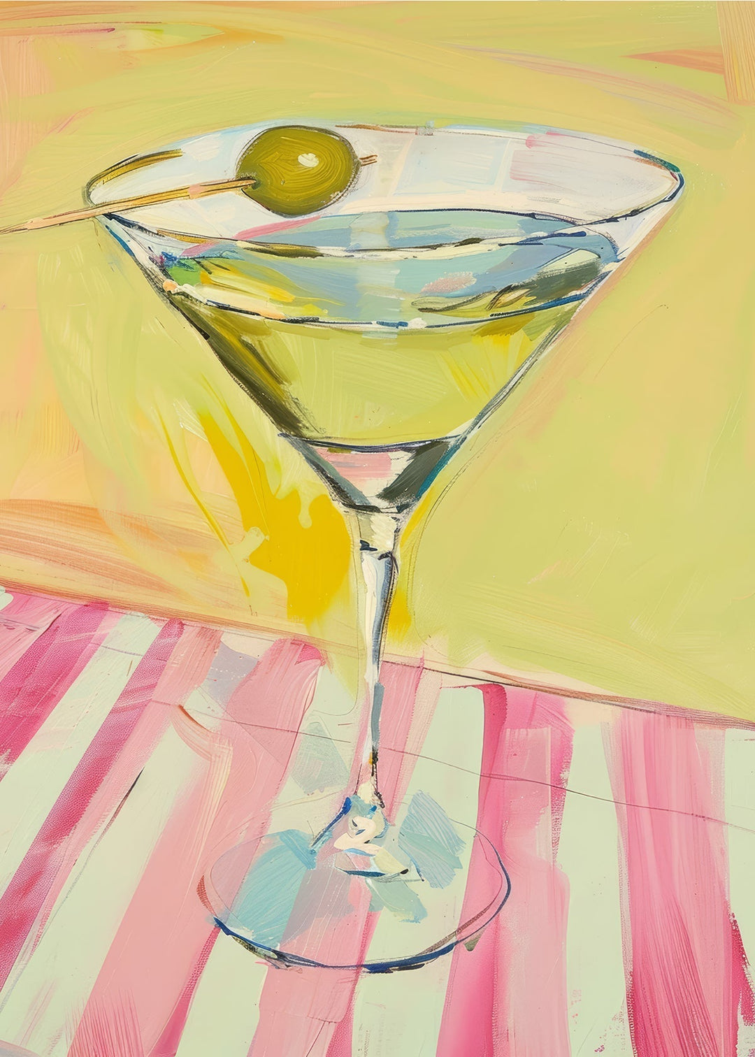 Martini Olive Pink Table Wall Art Painting - Style My Wall,frame