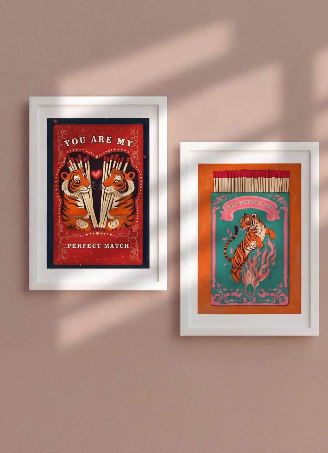 Matchbox Retro Series Pair Tiger wall - art - picture - poster