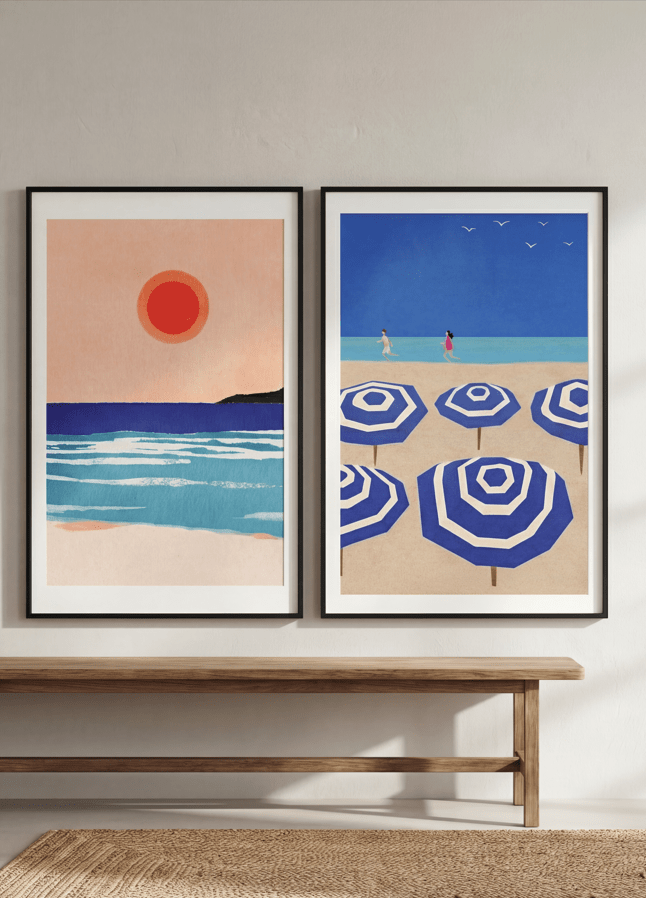 Mediterranean Abstract Beach Bliss Pair by Henry Rivers wall - art - picture - poster