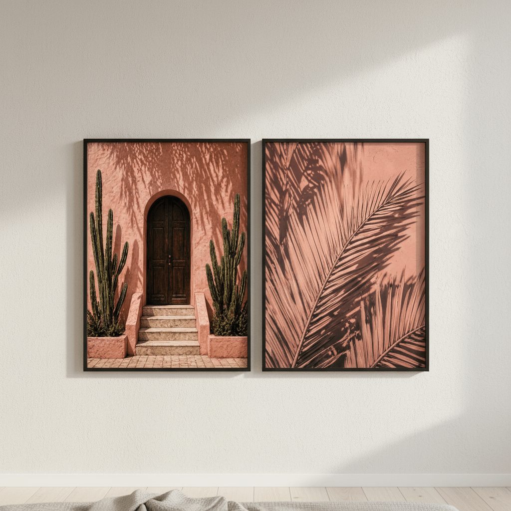 Moroccan Door & Palm Set of 2 wall - art - picture - poster