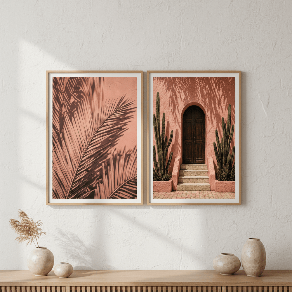 Moroccan Door & Palm Set of 2 wall - art - picture - poster