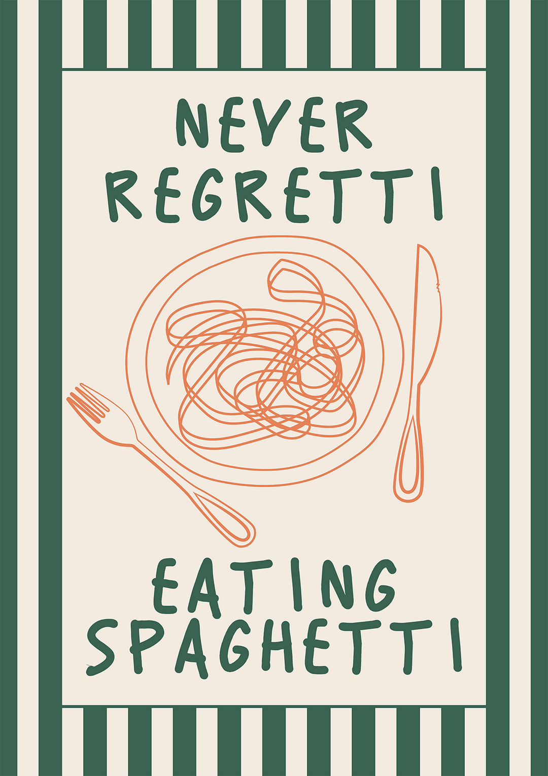 Never Regretti Eating Spaghetti Kitchen Artwork,frame