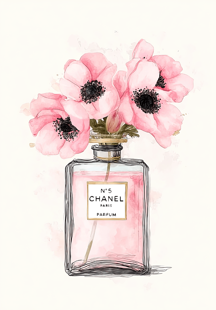 No 5 Chanel parfum flower bottle wall art frame