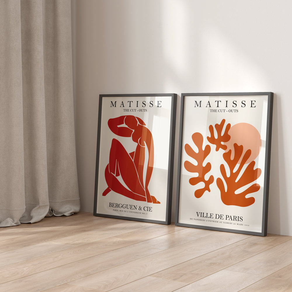 Orange Matisse Papier Decoupes & Ville De Paris Set of 2 wall - art - picture - poster