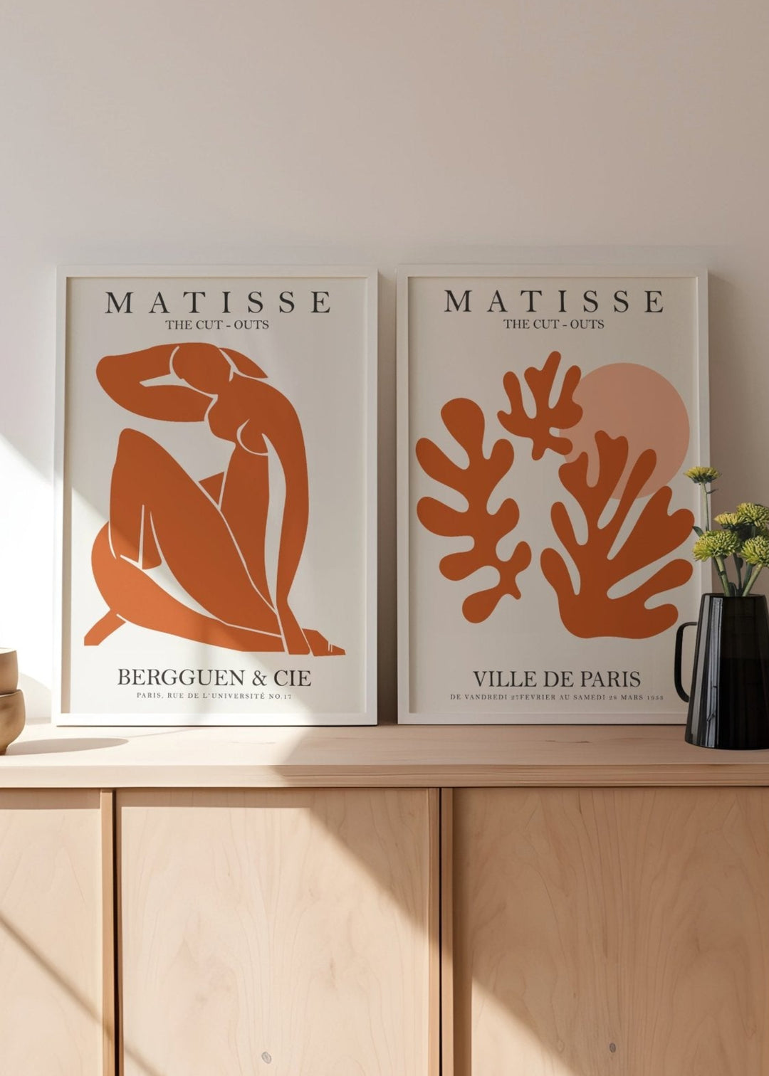 Orange Matisse Papier Decoupes & Ville De Paris Set of 2 wall - art - picture - poster
