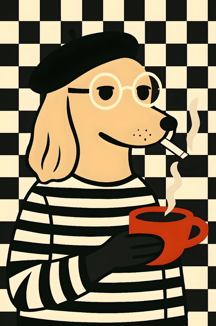 Pawrisian Roast Art Poster Illustration Poster Funny Dog Print wall art frame